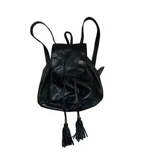 Lucky Brand Leather Back Pack With Drawstring Tassels
